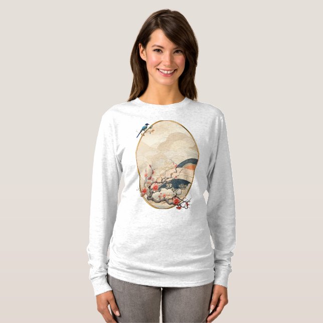 Camiseta Serene Tranquilidad tema japonés (Anverso completo)