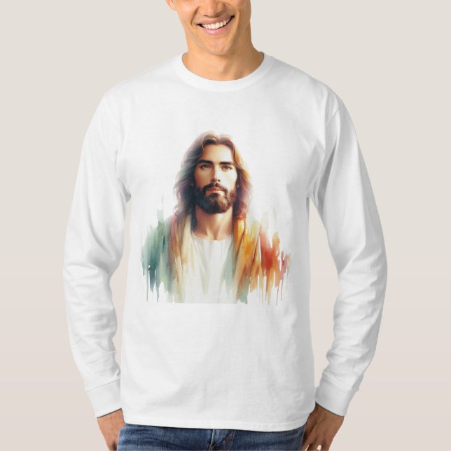 Camiseta Serene Watercolor Jesus Christ Portrait – Spiritua (Anverso)