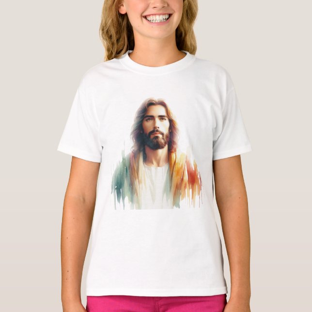 Camiseta Serene Watercolor Jesus Christ Portrait – Spiritua (Anverso)