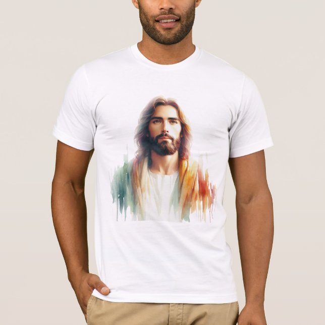 Camiseta Serene Watercolor Jesus Christ Portrait – Spiritua (Anverso)