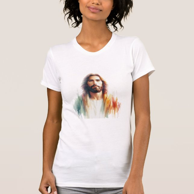 Camiseta Serene Watercolor Jesus Christ Portrait – Spiritua (Anverso)