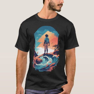 Camiseta Serenidad al Atardecer: Pintura Digital de un Jove