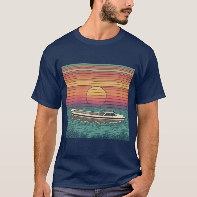 Camiseta Serenidad de los barcos al atardecer (Anverso)