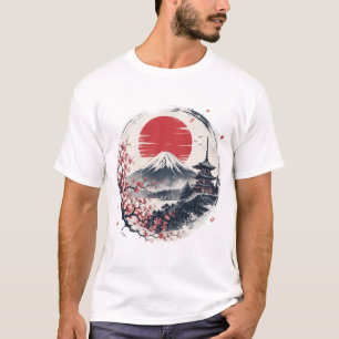 Camiseta Serenidad del atardecer en el Monte Fuji – Arte de