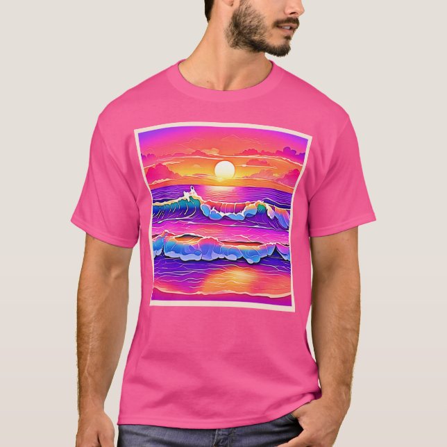 Camiseta Serenidad Retro Wave Sunset (Anverso)