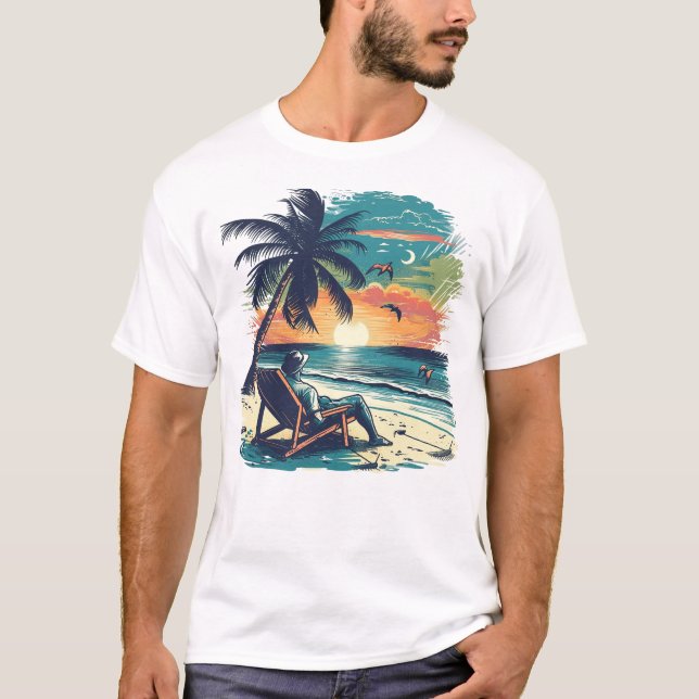Camiseta Serenidad Tropical de Puesta de Sol 🌅 🌴 (Anverso)