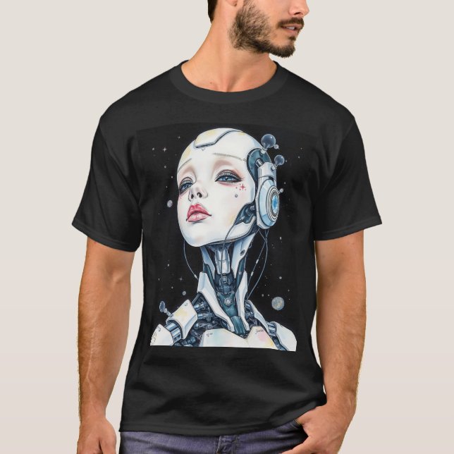 Camiseta Serenity in Chrome: A Syd Mead-Inspired Portrait (Anverso)