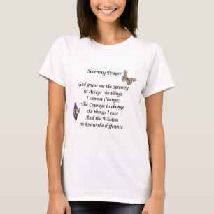 Camiseta Serenity Prayer Butterfly Flower Inspirador