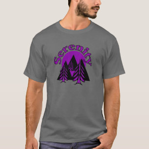 Camiseta Serenity Quote Modern Black Purple Moon Trees