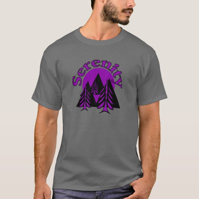 Camiseta Serenity Quote Modern Black Purple Moon Trees (Anverso)