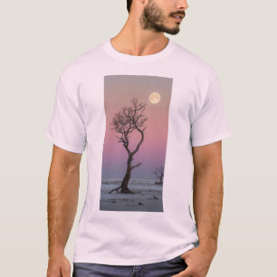 Camiseta Sereno Árbol Solitario Silueta en el Gráfico de la