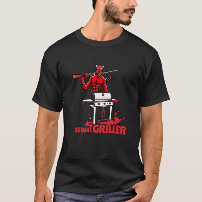 Camiseta Serial Griller, Barbecue, Father's Day, Barbecue, (Anverso)