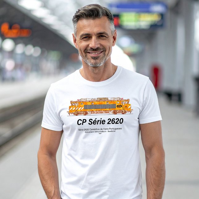 Camiseta Serie 2620 Locomotora Eléctrica. Nez-Casse Loco (CP Serie 2620 Electric Locomotive. Nez-Casse Locomotive. Mens Basic T-Shirt)