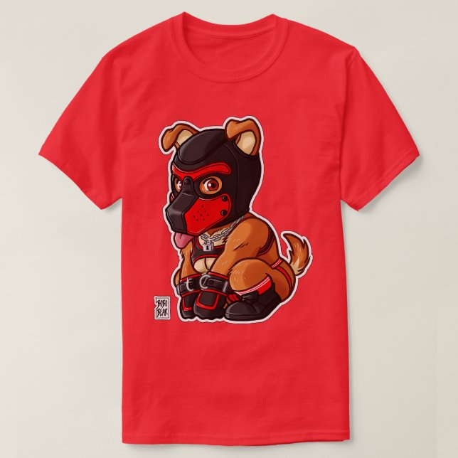 CAMISETA SERIE DE BARZOO DE MÁSCARA ROJA DE PUPPY REPRODUCE (Diseño del anverso)