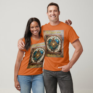 Camiseta Serie de Steampunk Heart de Vidrio Manchado de Oro