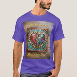 Camiseta Serie de Steampunk Heart de Vidrio Manchado Rojo y