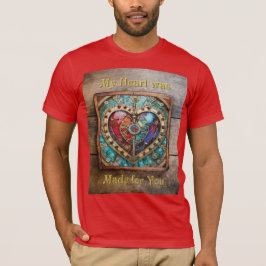 Camiseta Serie de Steampunk Heart de Vidrio Manchado Rojo y