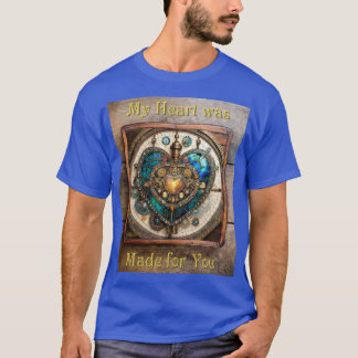 Camiseta Serie Steampunk Corazón de Vidrio Manchado Dorado