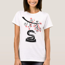 Camiseta Serpiente china de Año Nuevo y florecimiento rojo