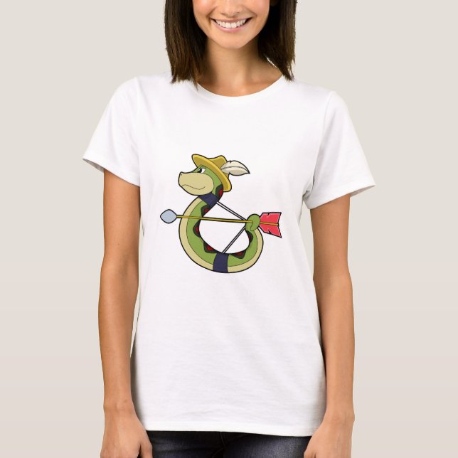 Camiseta Serpiente como arquero con arco y flecha (Anverso)