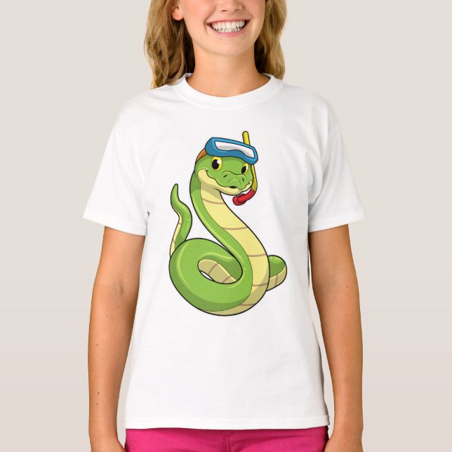 Camiseta Serpiente como buzo con Snorkel (Anverso)