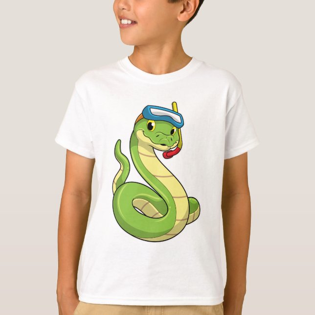 Camiseta Serpiente como buzo con Snorkel (Anverso)