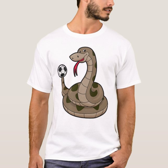 Camiseta Serpiente como jugador de fútbol con pelota de fút (Anverso)