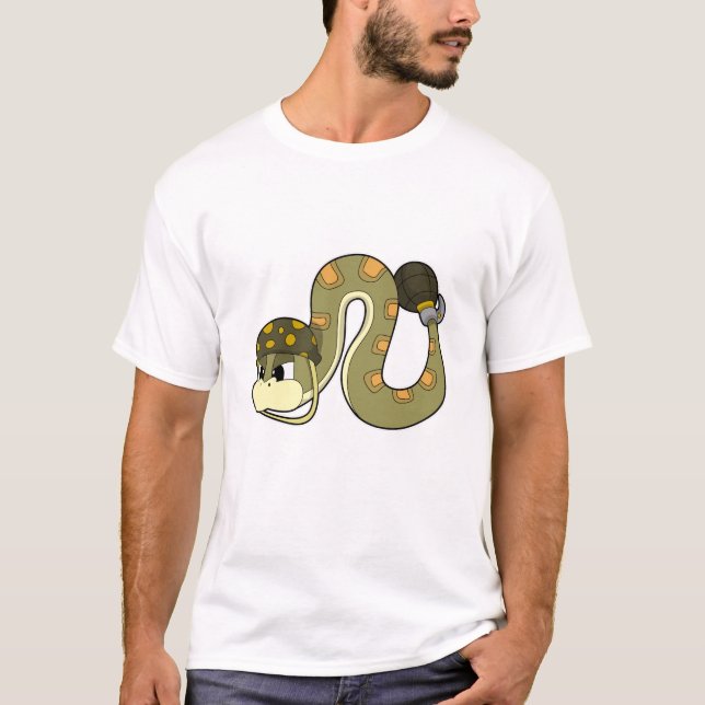 Camiseta Serpiente como soldado con arma (Anverso)