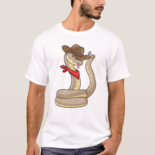 Camiseta Serpiente como vaquero con bufanda (Anverso)