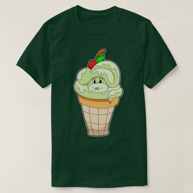 Camiseta Serpiente con helado de cono cereza (Diseño del anverso)