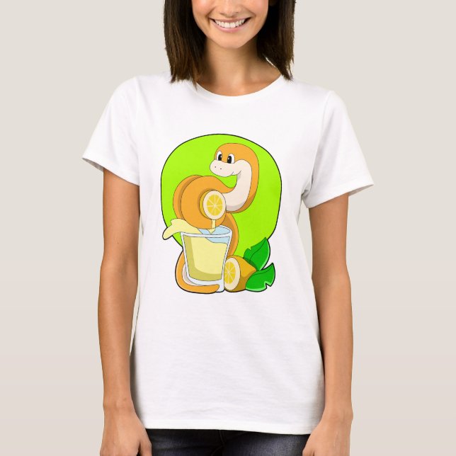 Camiseta Serpiente con vaso de jugo de limón (Anverso)