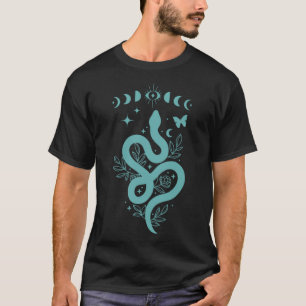 Camiseta Serpiente de fase de la luna verde azul verde azul