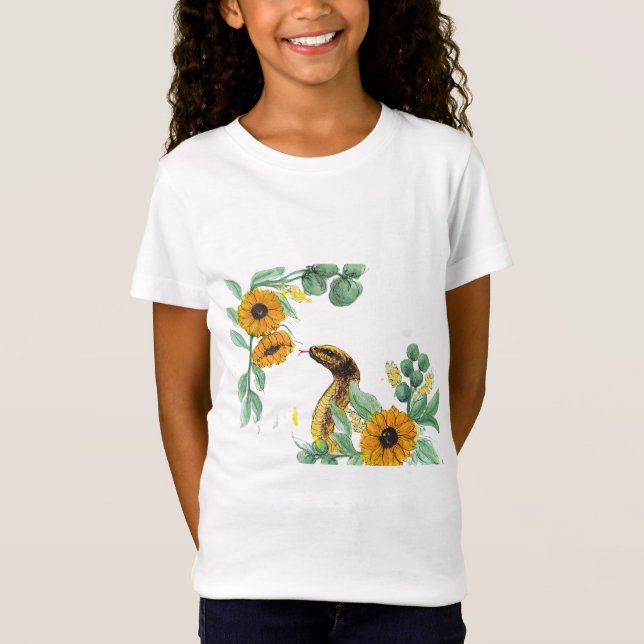 Camiseta Serpiente de verano en girasoles: una acuarela bot (Anverso)