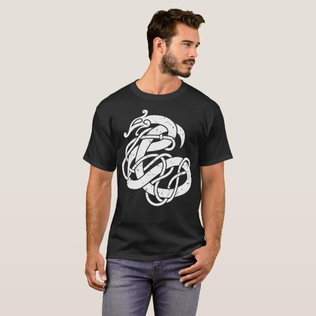 Camiseta Serpiente del estilo de Viking Urnes (Anverso completo)