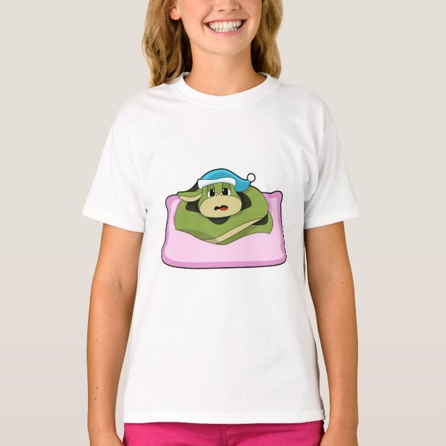 Camiseta Serpiente durmiendo con gorra nocturna (Anverso)