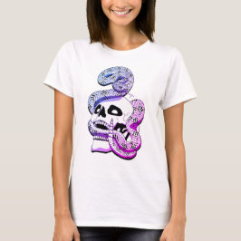 Camiseta Serpiente gótica morada y azul y arte oscuro cráne