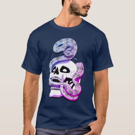 Camiseta Serpiente gótica morada y azul y arte oscuro cráne