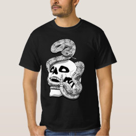 Camiseta Serpiente gótica negra y blanca y arte oscuro crán