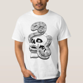 Camiseta Serpiente gótica negra y blanca y arte oscuro crán