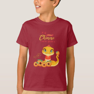 Camiseta Serpiente linda con el Naranja dorado afortunado A