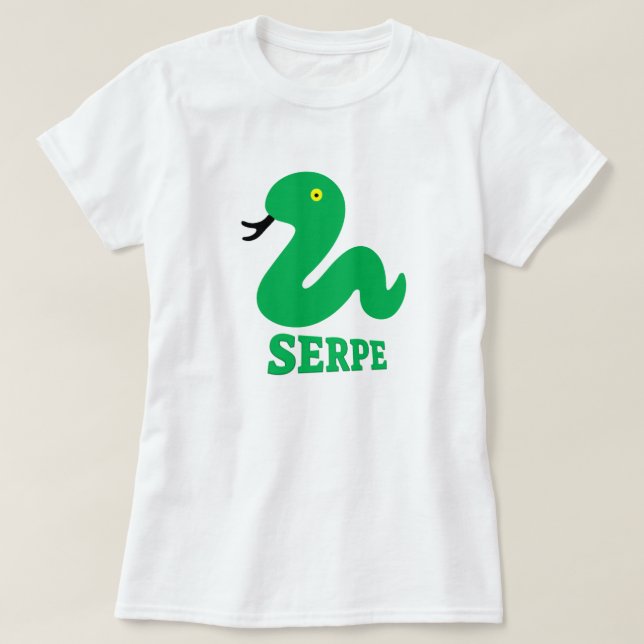 Camiseta Serpiente verde y serpiente de texto: Serpiente en (Diseño del anverso)