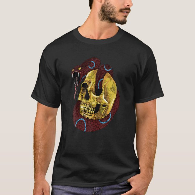 Camiseta Serpiente Y Calavera Serpiente Tattoo Biker Regalo (Anverso)