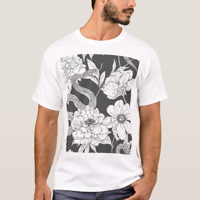 Camiseta serpiente y flores (Anverso)
