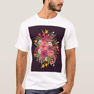 Camiseta Serpientes de selva floral de cosecha tropical