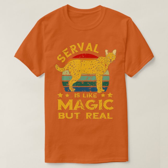 Camiseta Serval Retro Magia Pero Real Serval Gato Salvaje Y (Diseño del anverso)