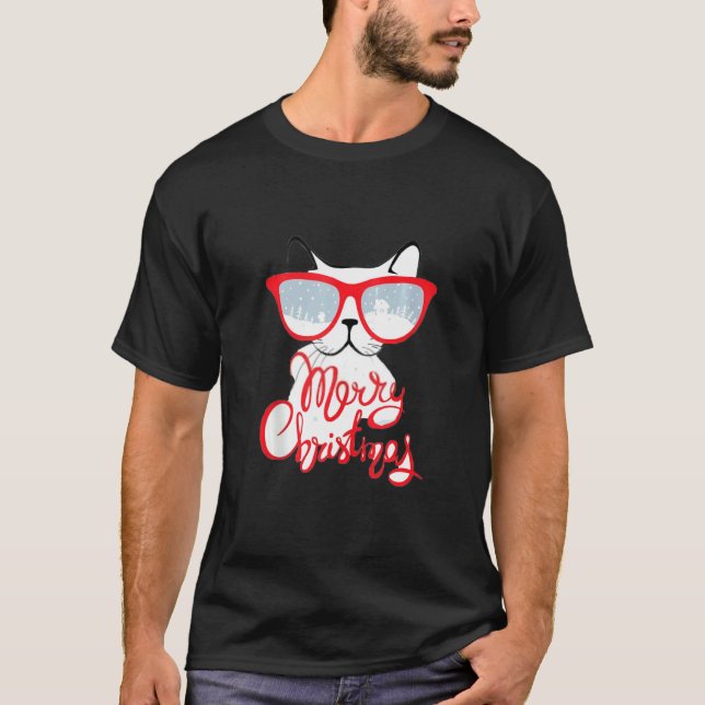 Camiseta Servant Cat Xmas Tree Merry Christmas Face Mask (Anverso)