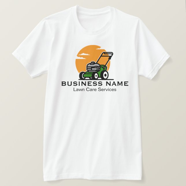 Camiseta Servicio de Corte de Césped Verde Naranja (Anverso del diseño)
