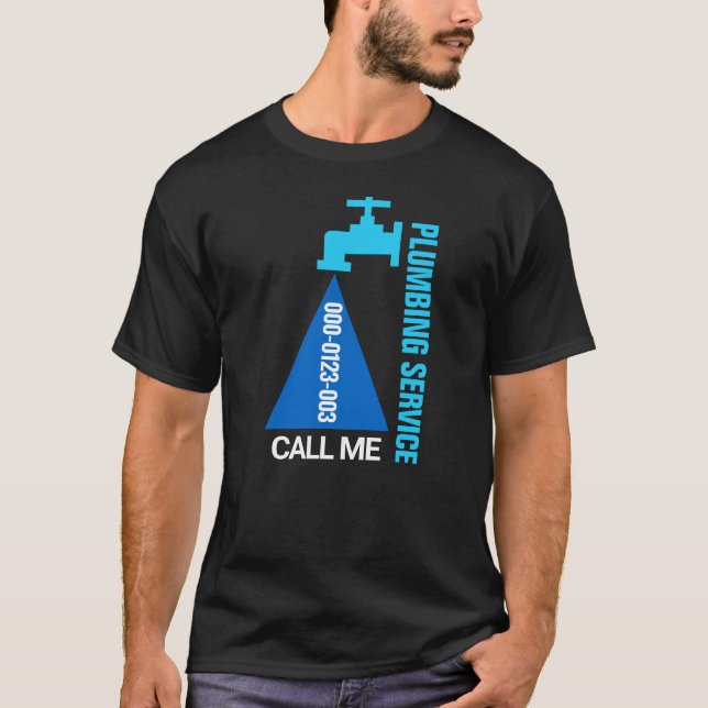 Camiseta Servicio de fontanería de grifo azul con pérdidas (Anverso)
