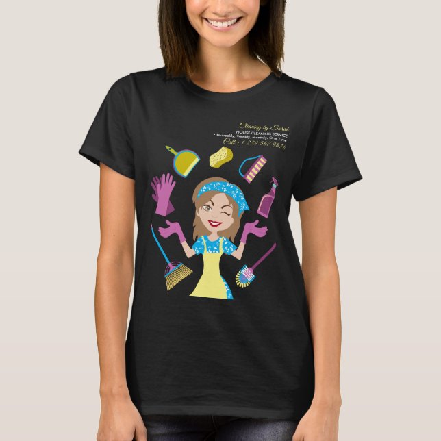 Camiseta Servicio de Limpieza de Casas Azul Amarillo de Cus (Anverso)