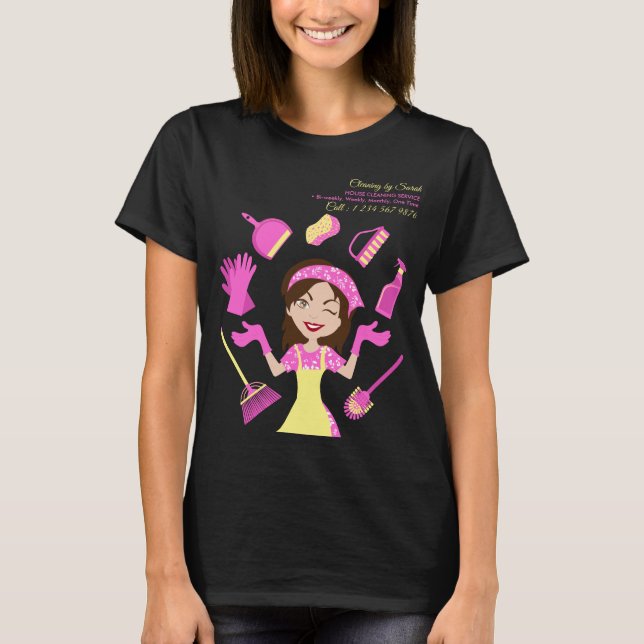 Camiseta Servicio de limpieza de casas rosas Janitorial Dai (Anverso)